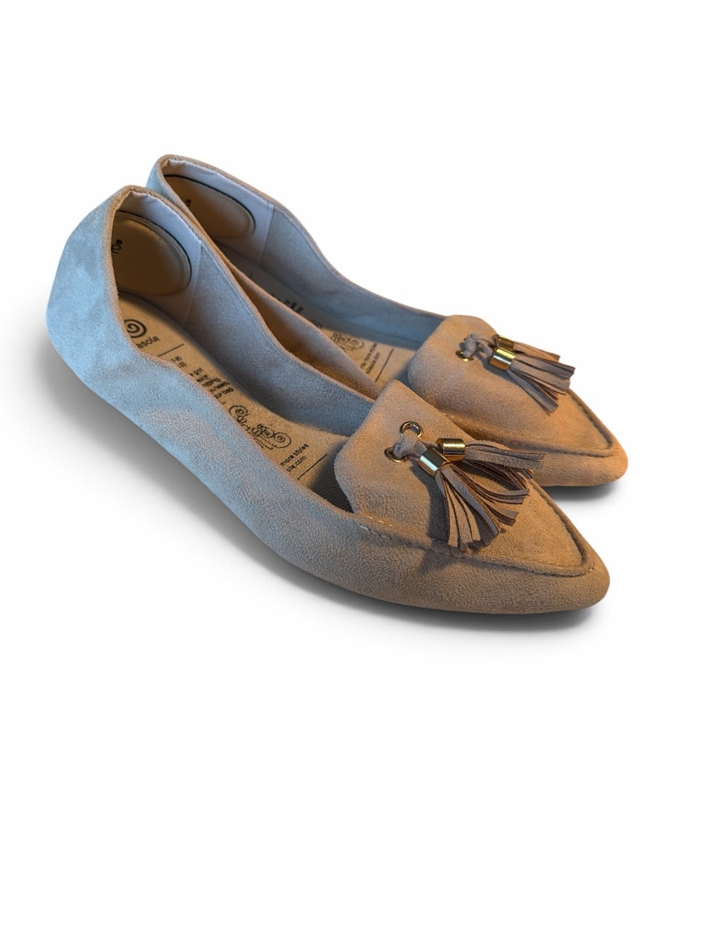 Rollasole Women’s Roll Up Ballet Flats W/Tassells In Tan Size 9.5 - 10.5 NWOT - Picture 2 of 6